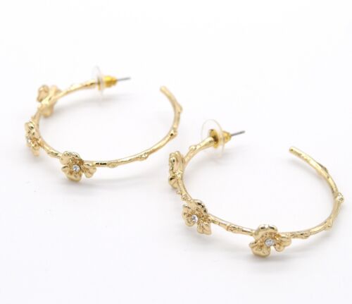 Gold Floral Hoop Earring