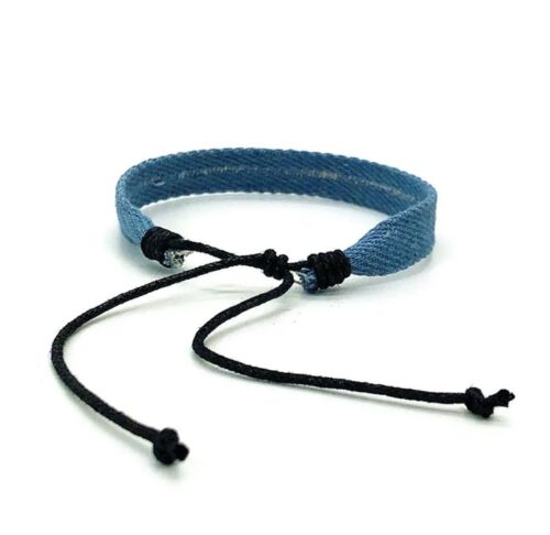 Solid Light Blue Woven Denim Adjustable Bracelet