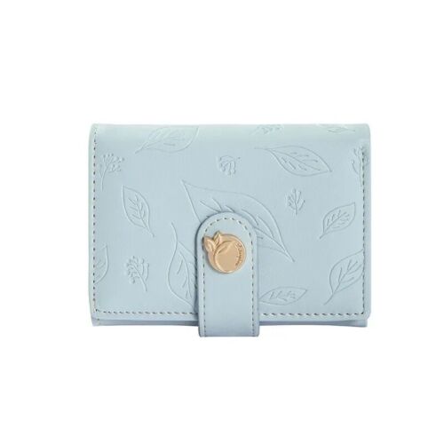 Pastel Blue Mini Leaves Card Holder Wallet