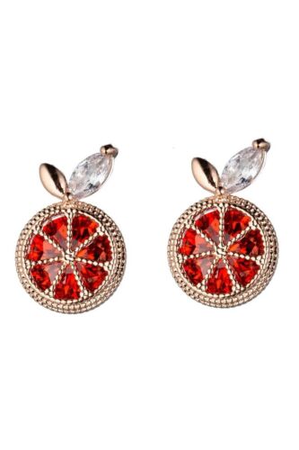 Red Grapefruit Cubic Zirconia Stud Earring