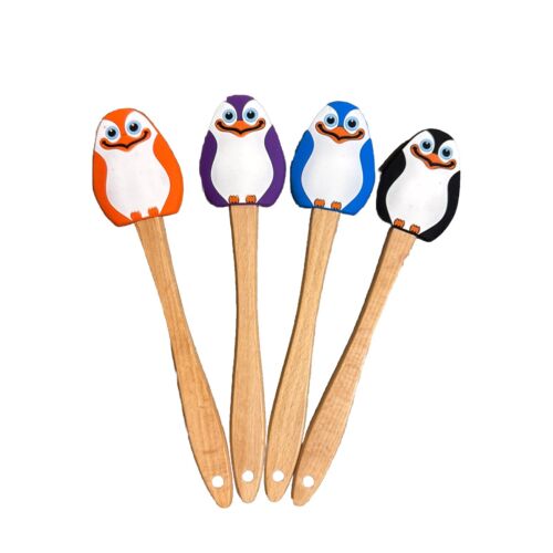 The  Penguin Wooden Handle Silicone Scrappers/Baking Tools Set Of 4