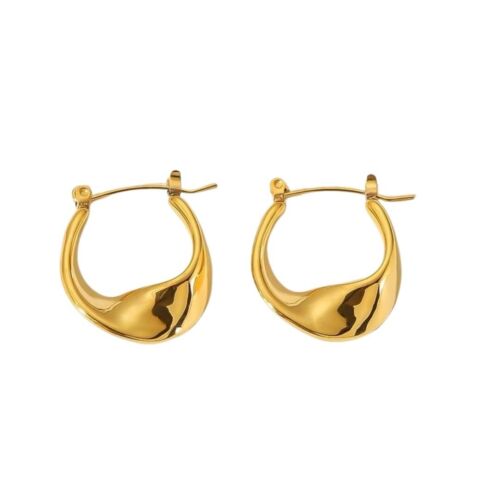 18k Gold Plated Stainless Steel Round Hoop Earring