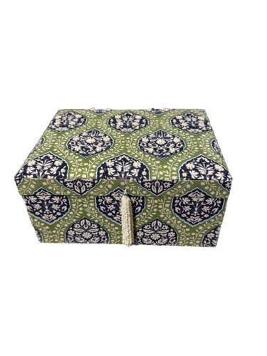 Blue And Green Handmade Beaded Pattern Small Jewelry Box