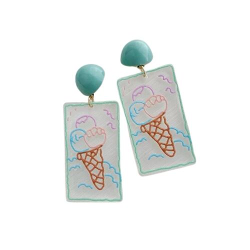 Blue Acrylic Artistic Ice cream Drop Earrings