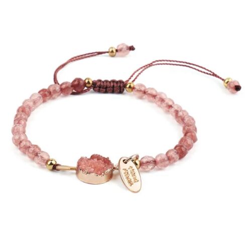 Pink Beaded And Hand Braided Strand Bracelet