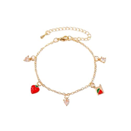 Gold Plated Strawberry Charms Bracelet