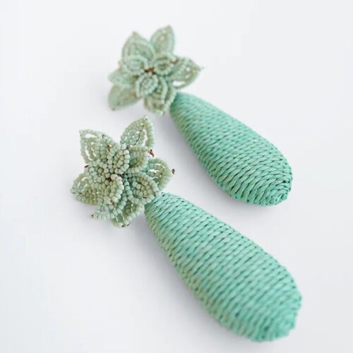 Floral Blue beaded Earrings