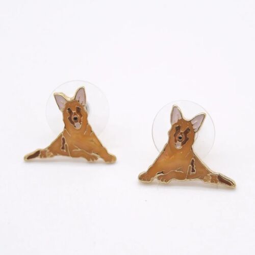 Gold And Enamel German Shepherd Dog Stud Earring