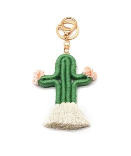 Green Cactus Crochet Handmade Keychain