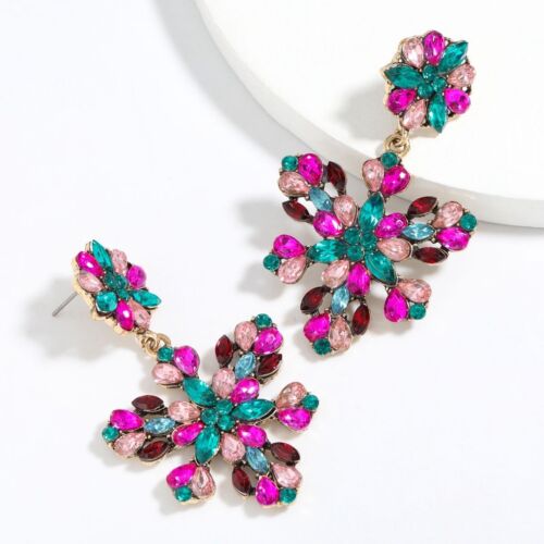 Multicolored Statement Cubic Zirconia Drop Earrings