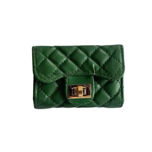 Green And Gold Card Holder Mini Quilted Wallet