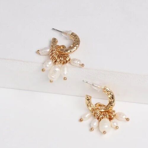 Pearls Mini Hoop Drop Earring