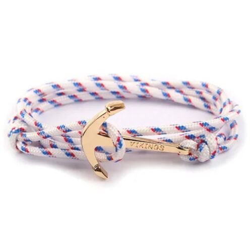 White And Red Nylon Rope Unisex Viking Anchor Wrap Bracelet