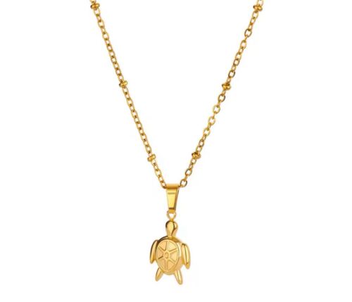 Gold Plated Stainless Turtle Pendant Chain Necklace