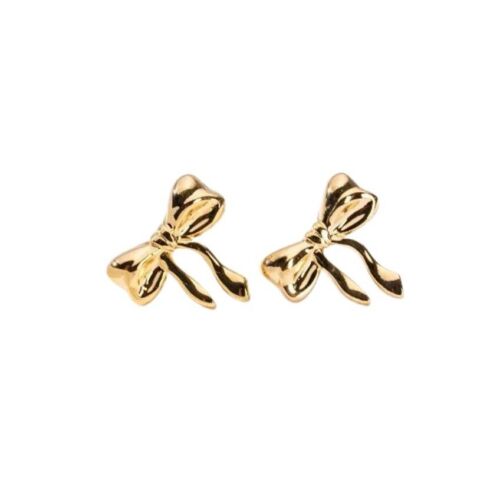 18k Gold Plated Stainless Steel Bow Stud Earring