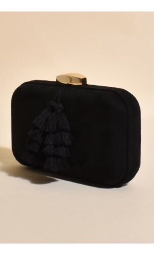 Black Suede Tassels Clutch /Purse