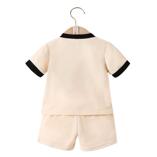 18-24 M Baby Boy California Baseball Style Beige Top And Matching Shorts Set