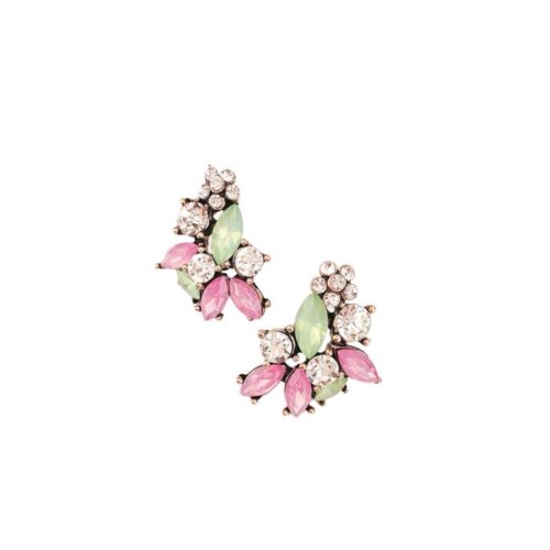 Beautiful Rhinestone Floral Earrings Colorful Geometric Stud Earring