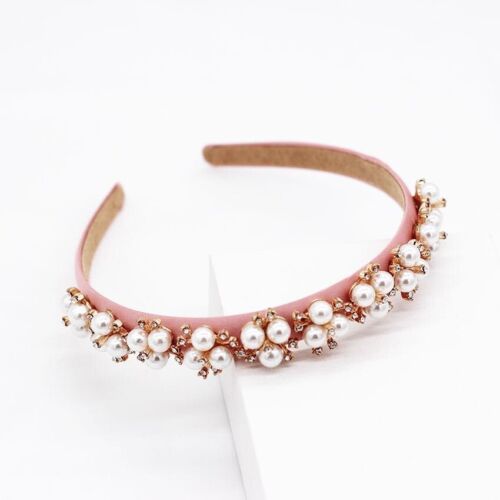 Hairband/Headband, Pearls, Beads, Crystals Handmade Pink Headband