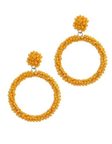 Yellow/Mustard Round beaded Drop Earring