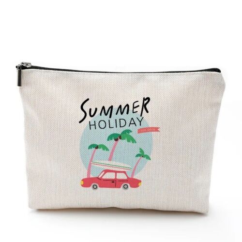 Summer Holiday Palm Trees Linen Storage Makeup Bag