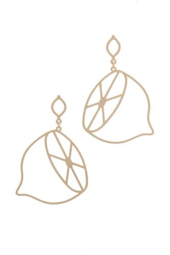 Gold Fashion Lemon Slices Cut Out Drop Earring