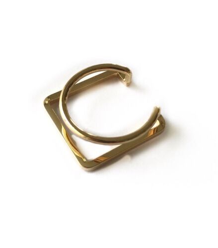 Gold Round And Square Adjustable Ring