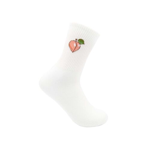 White Peach Printed Over Ankle Socks