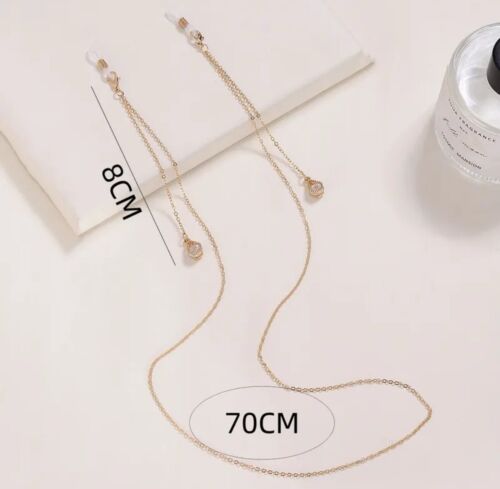 Gold Chain With Cubic Zirconia Charm Glasses Chain