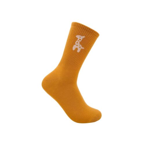 Mustard Baby Giraffe Printed Over The Ankle Socks