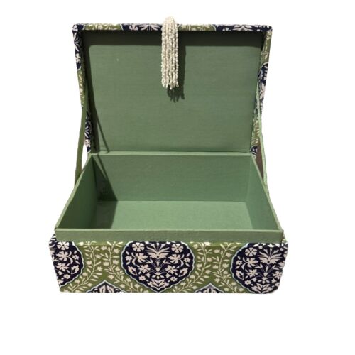 Blue And Green Handmade Beaded Pattern Small Jewelry Box