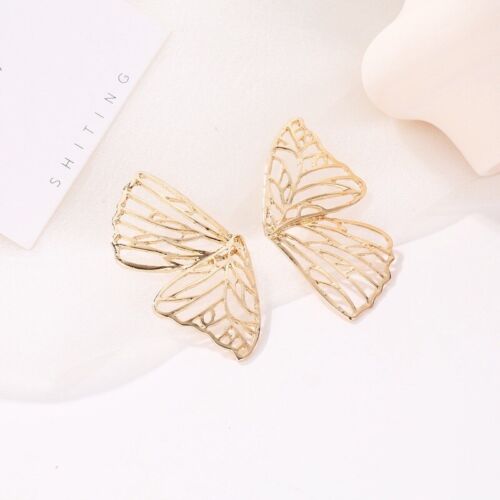 Gold Butterfly Drop Statement Earring