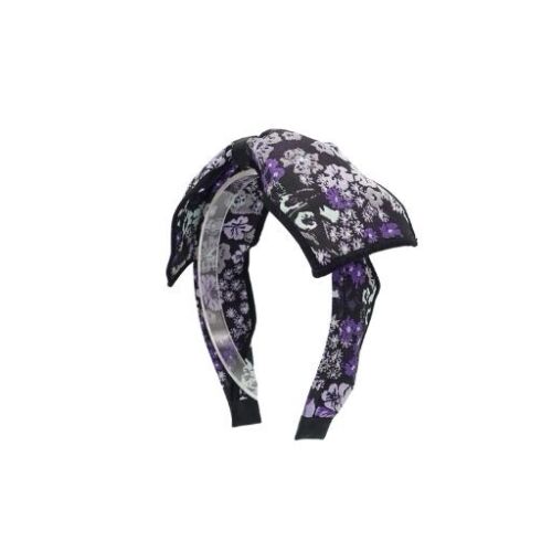 Black And Purple Floral Jacquard Bow Headband