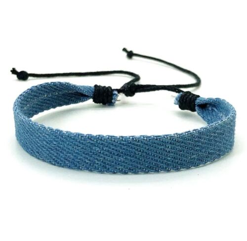 Solid Light Blue Woven Denim Adjustable Bracelet