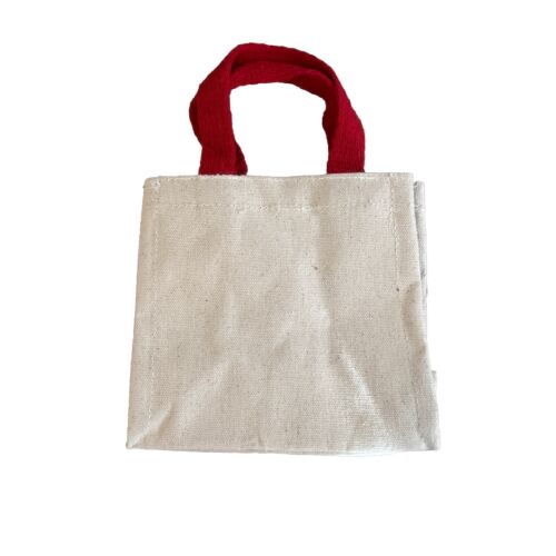 Beige Cotton Canvas Christmas Tree Mini Tote Bag