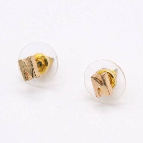 Gold Personalized Alphabet/Initial N Stud Earring