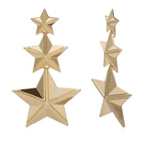 Gold Plated Stars Dangle Earrings