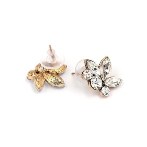 White Cubic Zirconia Half Flower Stud Earring