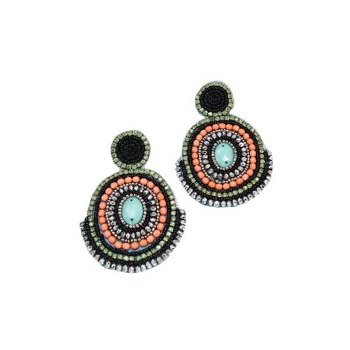 Statement Beaded Round Drop Earring