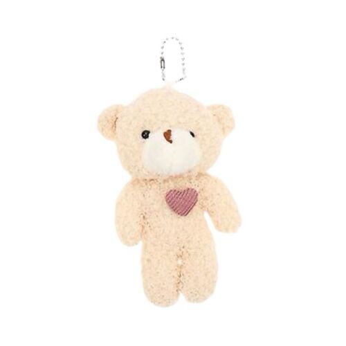 Beige And Pink Heart Cute Bear Key Chain