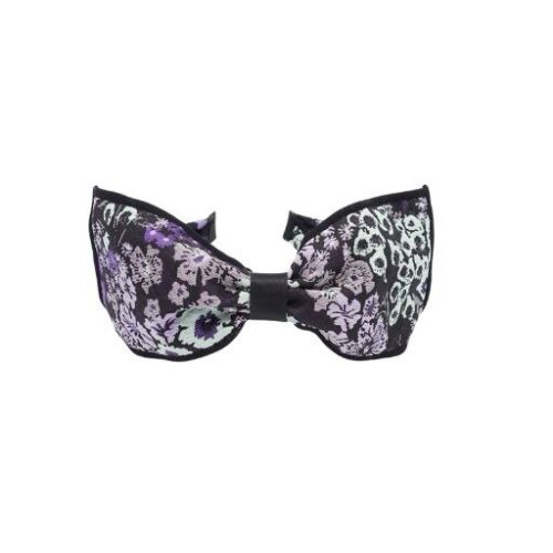 Black And Purple Floral Jacquard Bow Headband