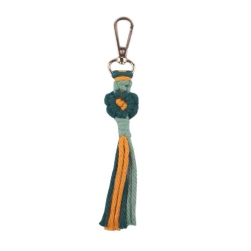 Orange And Green Floral Crochet Handmade Statement Keychain