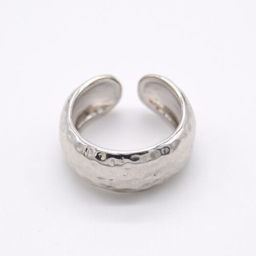 Silver Textured Wide Adjustable Ring