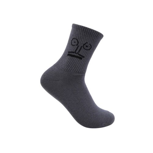 Gray Printed Face Over The Ankle Socks