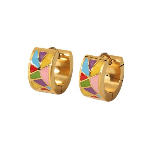 Colourful Epoxy And 18k Gold Plated Stainless Steel Mini Hoop Earrings