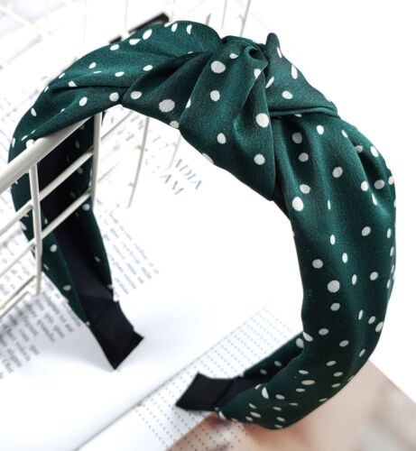 Green Polka Dot Satin Hairband / Headband