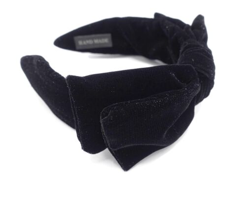 Black Shimmer Silky Velvet Bow Headband