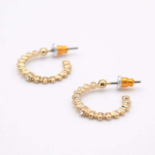 Gold Rhinestone Mini Hoop Earring