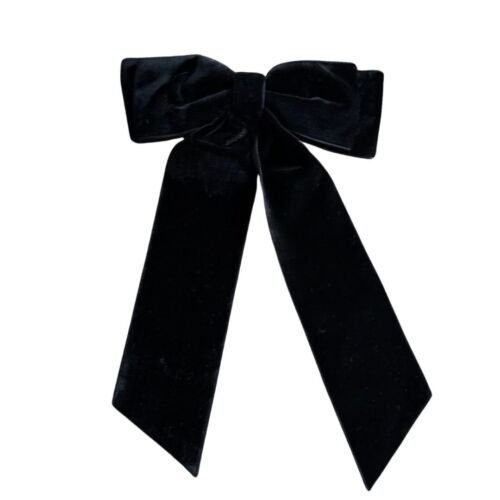 Black Solid Velvet Long hair Barrette/ bow