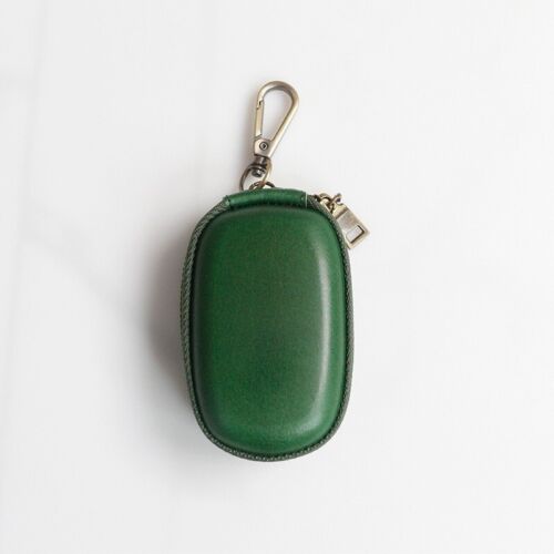 Green Oval Faux Leather Zipper Key Holder /Coin Purse /keychain